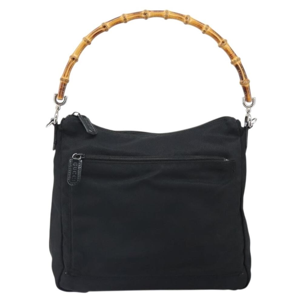 Gucci Bamboo Nylon Shoulder Bag Black